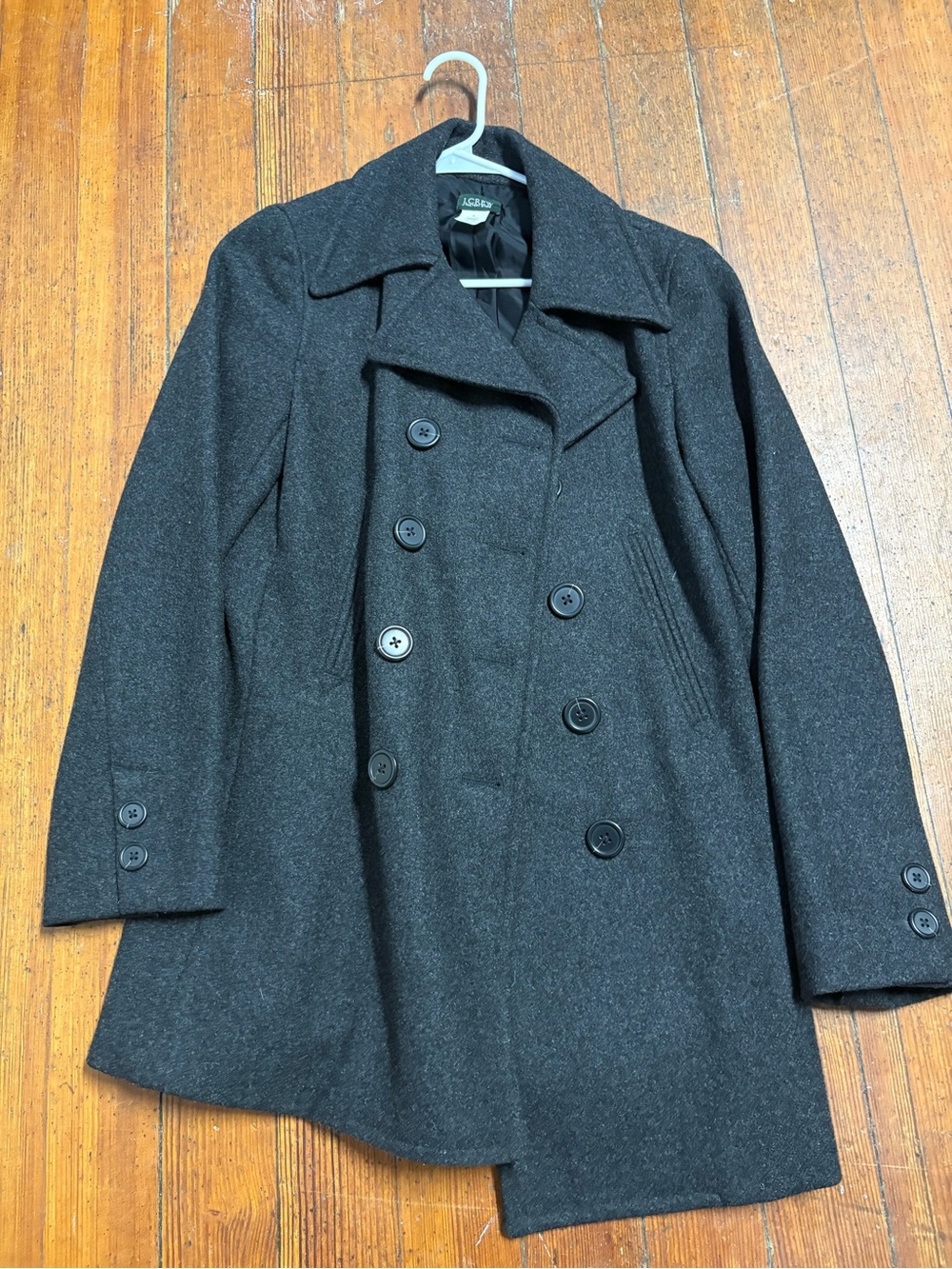 J. Crew Men's Double-Breasted Peacoat in Charcoal